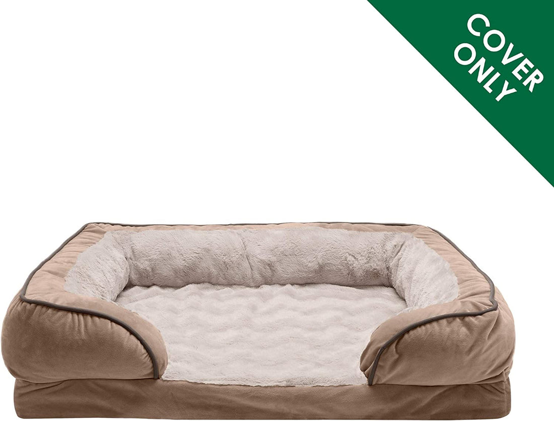 Replacement Dog Bed Cover – Plush Velvet, Sofa-Style, Machine Washable (Brownstone, Large)