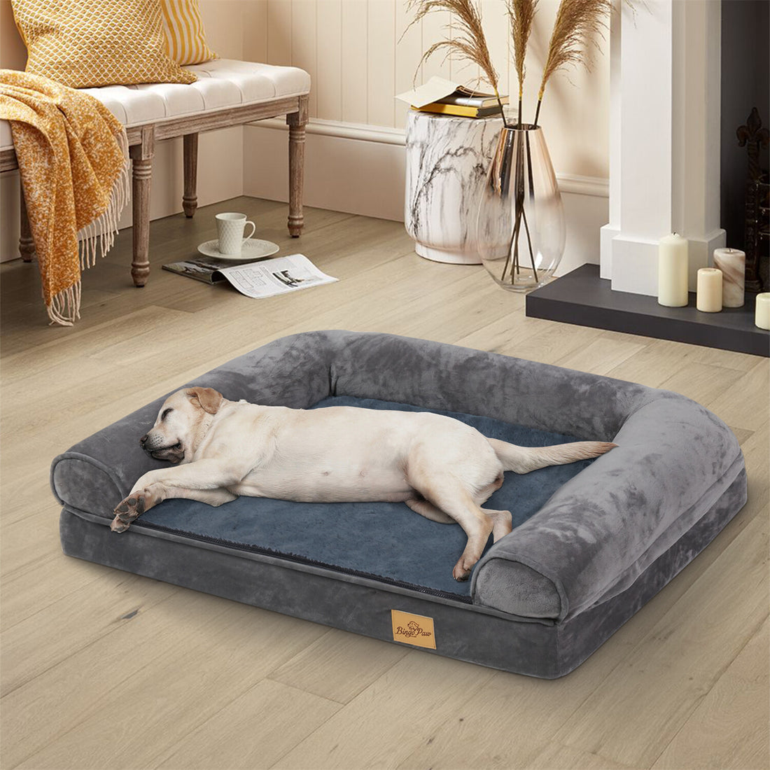 Xx-Large Orthopedic Memory Foam Dog Bed Washable Pet Bolster Mattress Waterproof