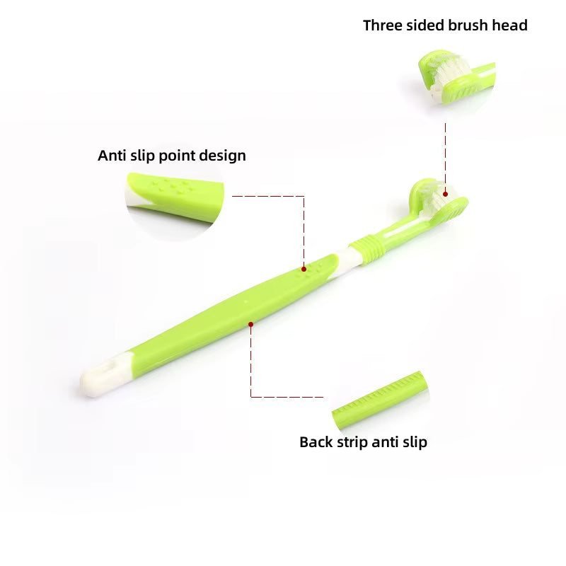 Pet Toothbrush Kit with 3 Heads - Dog Cat Dental Care Finger Toothbrush Teeth Cleaning Mouth Kit