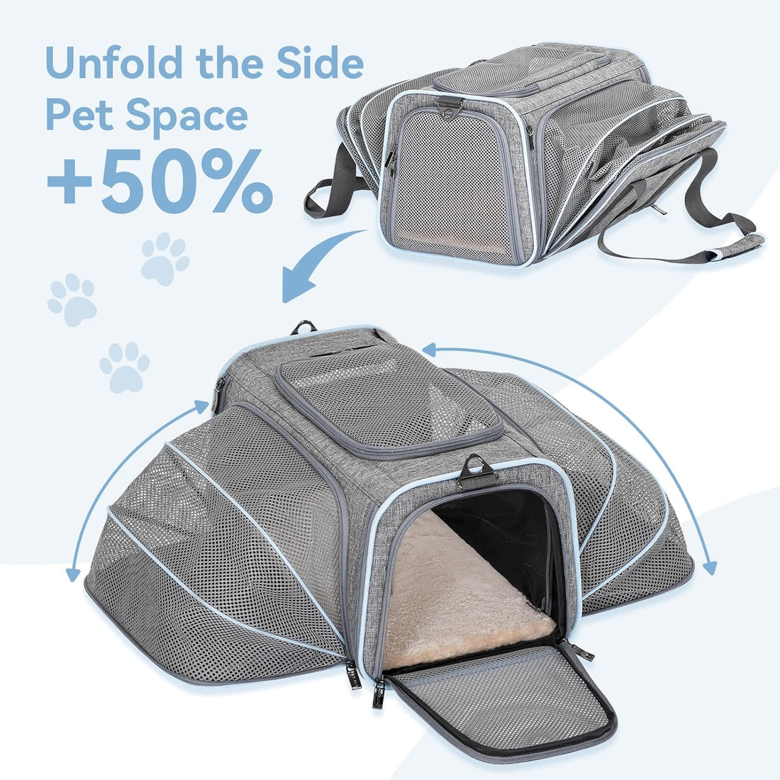 Expandable Pet Travel Carrier – Airline Approved Soft-Sided Bag for Small Cats & Dogs (Up to 9 lbs)