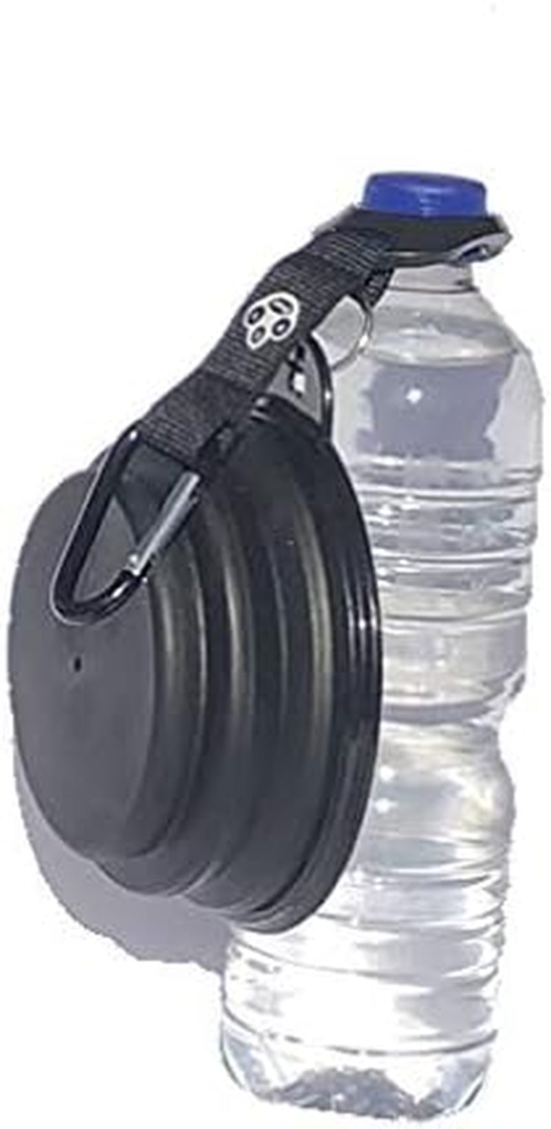 Portable Collapsible Silicone Pet Water Bowl with a Water Bottle Holder (Black)