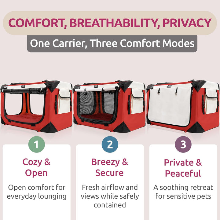 Large Soft-Sided Pet Carrier – Fits 2 Cats or Medium Dog, Travel & Vet Friendly with Removable Bed and Privacy Windows