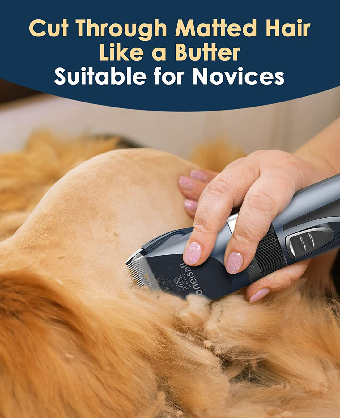 Quiet Cat Clippers for Matted & Long Hair – 2-Speed Cordless Pet Grooming Kit Blue