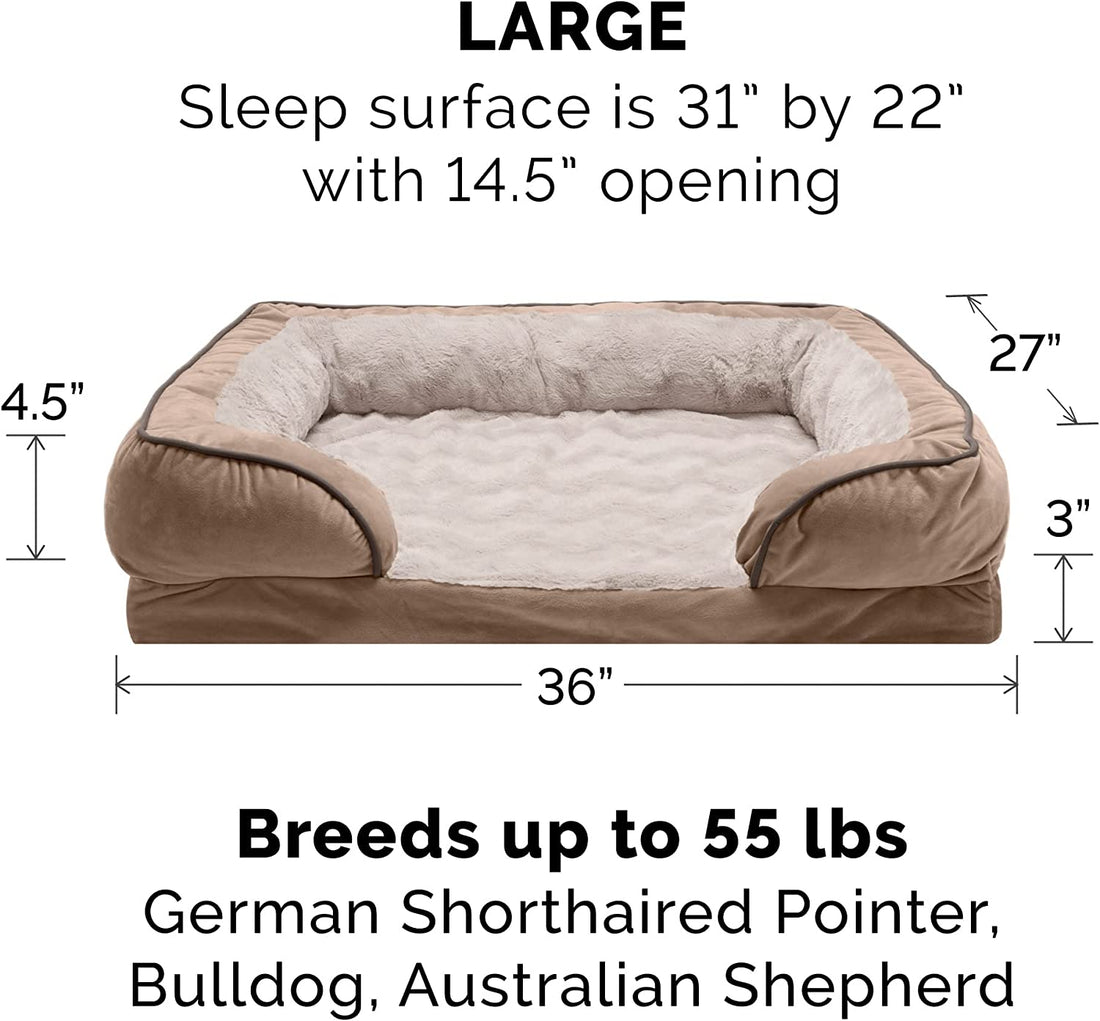 Replacement Dog Bed Cover – Plush Velvet, Sofa-Style, Machine Washable (Brownstone, Large)