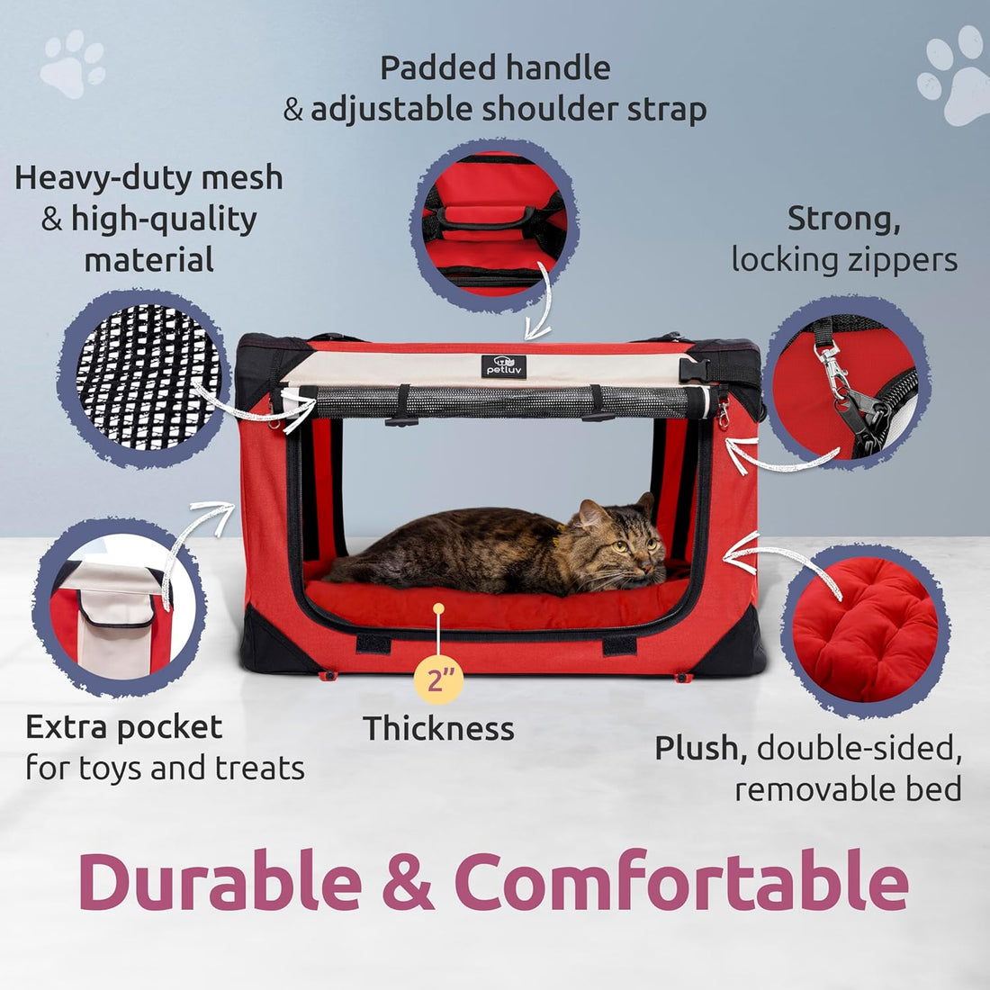 Large Soft-Sided Pet Carrier – Fits 2 Cats or Medium Dog, Travel & Vet Friendly with Removable Bed and Privacy Windows