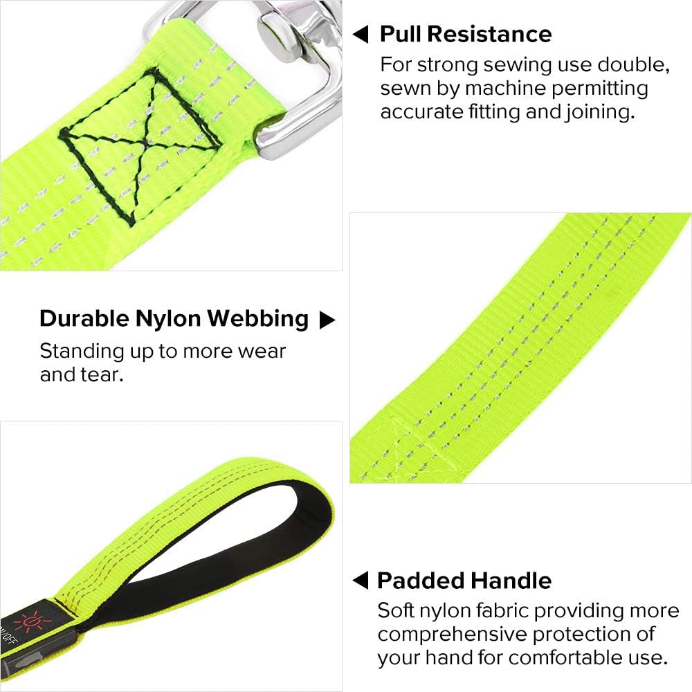 LED Dog Leash, 4FT Reflective Light up Dog Leash, Safety Flashing Dog Lead Light Glow in the Dark (Green Ⅲ)
