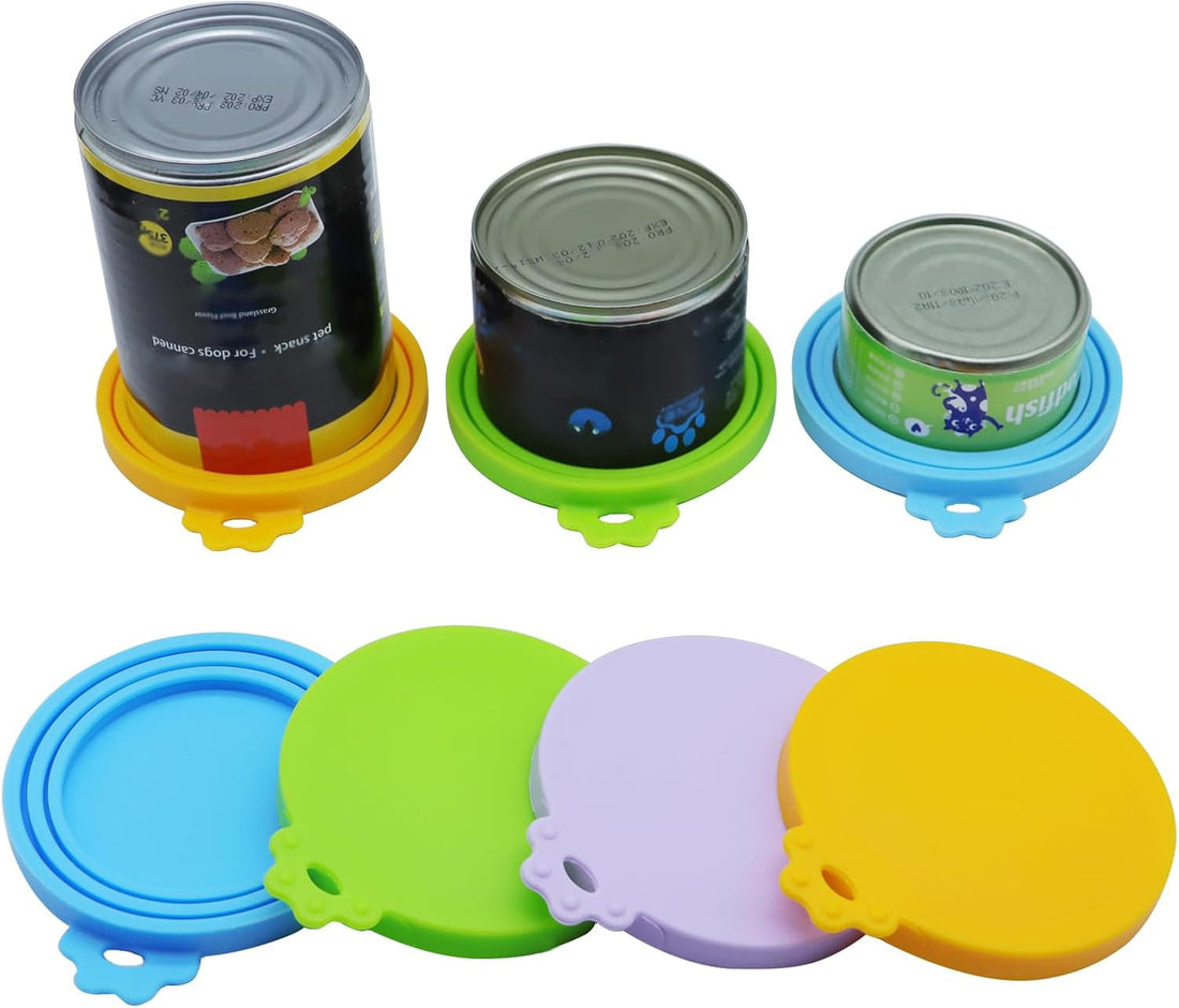 4-Pack Universal Silicone Food Can Covers – BPA-Free, Fits Standard Dog & Cat Food Cans (Mix Colors)