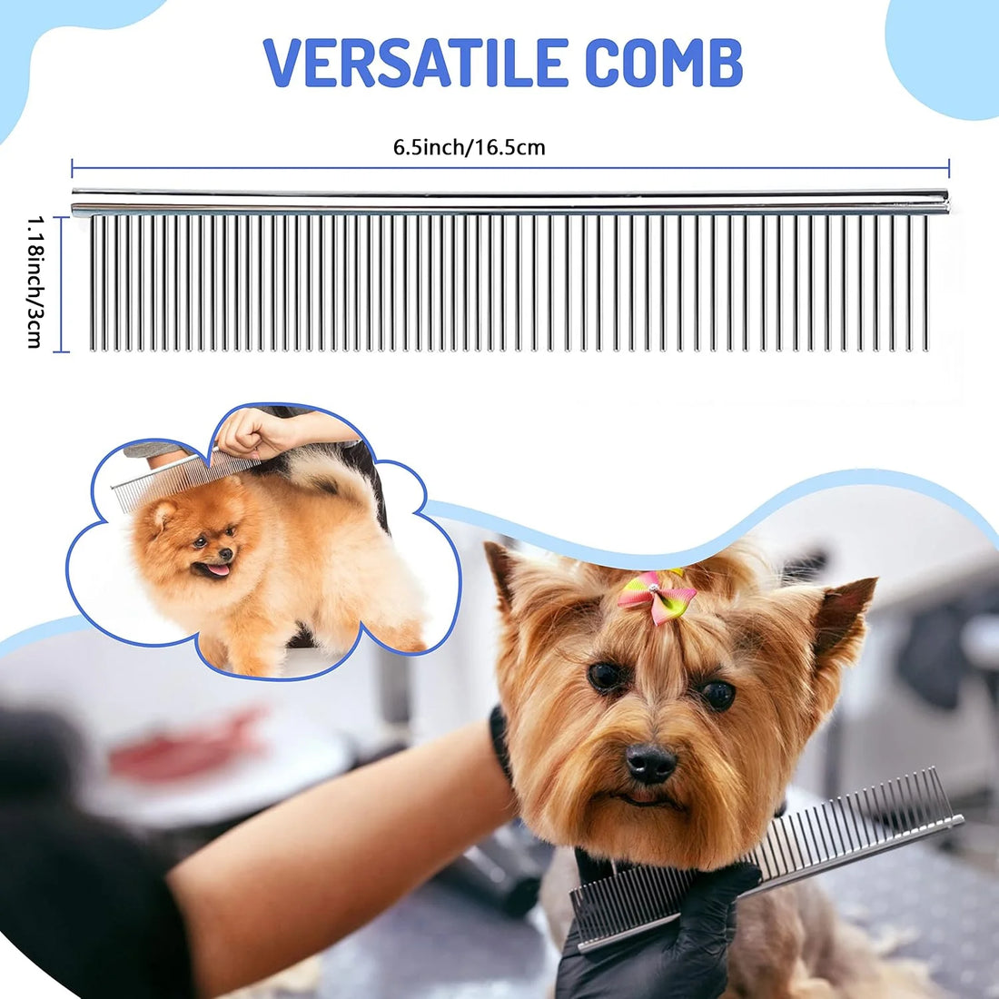 3 Pack Pet Grooming Rake, Self-Cleaning Dematting Pin Slicker Brush Comb, Deshedding Tool for Dogs and Cats