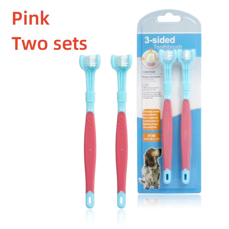 Pet Toothbrush Kit with 3 Heads - Dog Cat Dental Care Finger Toothbrush Teeth Cleaning Mouth Kit