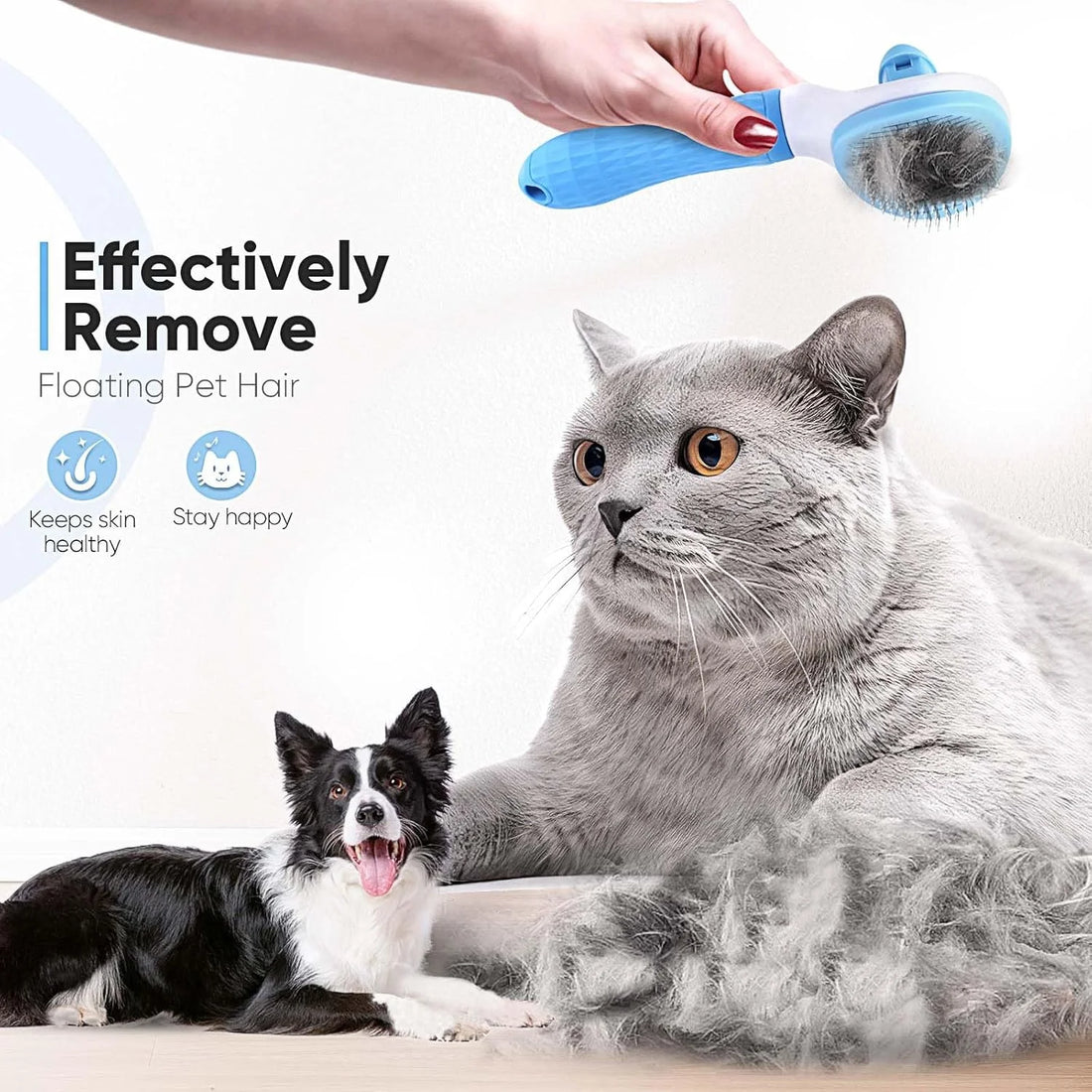 3 Pack Pet Grooming Rake, Self-Cleaning Dematting Pin Slicker Brush Comb, Deshedding Tool for Dogs and Cats
