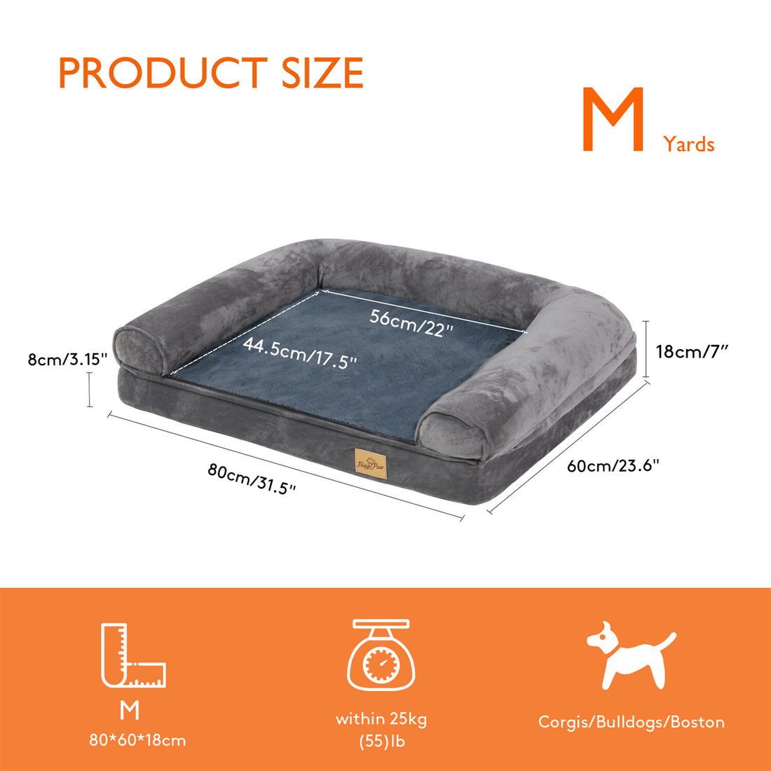 Xx-Large Orthopedic Memory Foam Dog Bed Washable Pet Bolster Mattress Waterproof