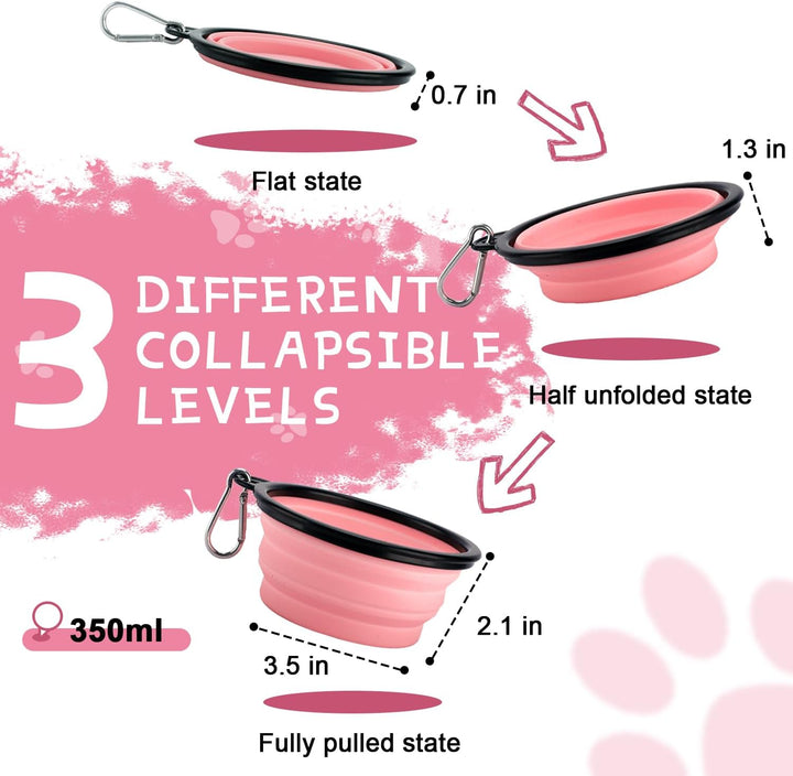Collapsible Dog & Cat Travel Bowls – 2-Pack Portable Foldable Water & Food Dish with Carabiners, BPA-Free**