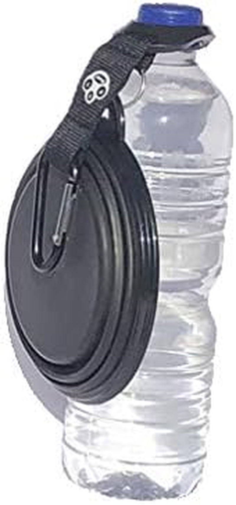 Portable Collapsible Silicone Pet Water Bowl with a Water Bottle Holder (Black)