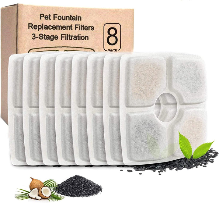 8-Pack Cat Water Fountain Filters – Replacement Filters for 84oz/2.5L Automatic Pet Fountains