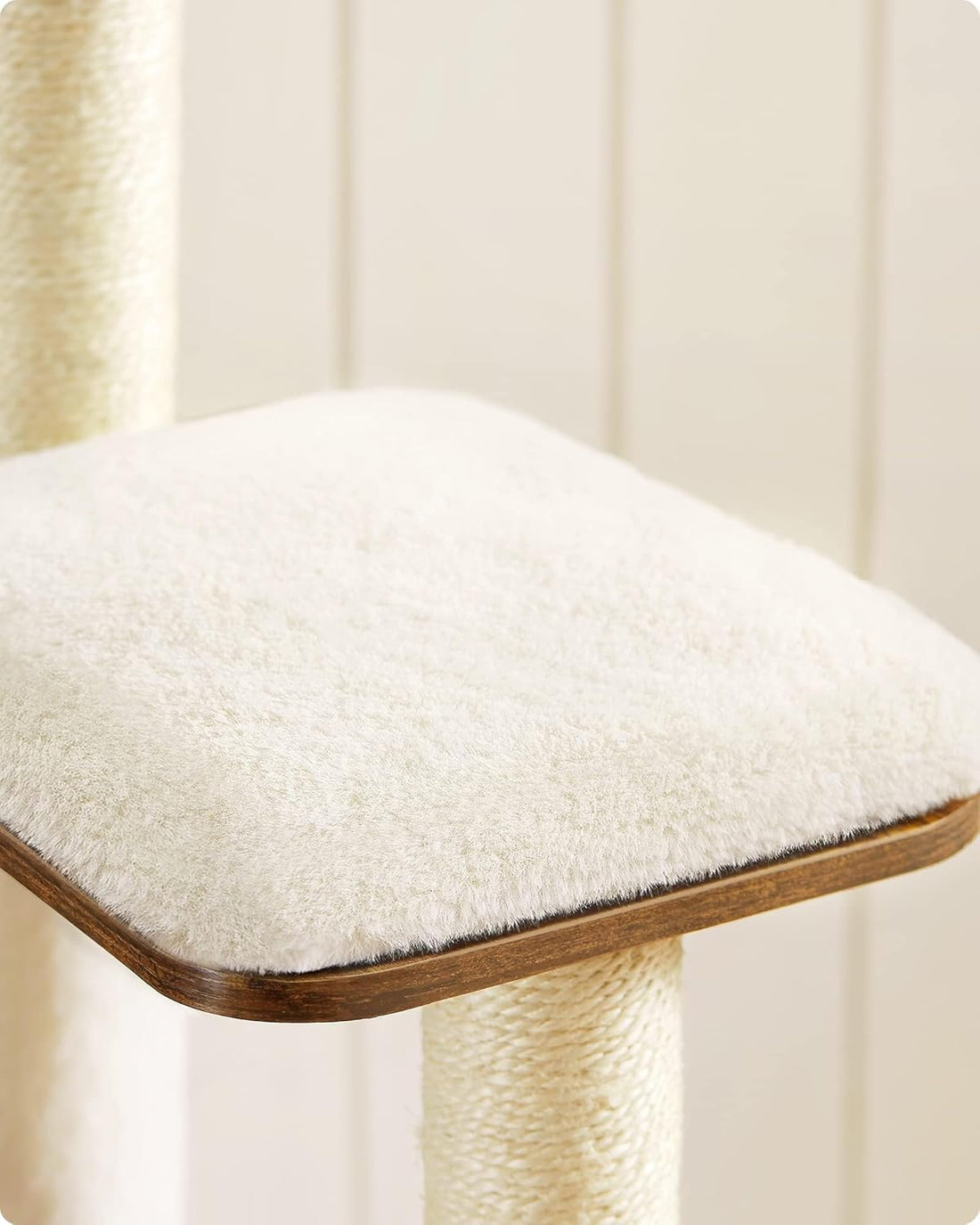 WoodyWonders 65-Inch Modern Cat Tree – Multi-Level Condo with 5 Scratching Posts, Perch & Removable Cushions, Rustic Brown (UPCT166X01)