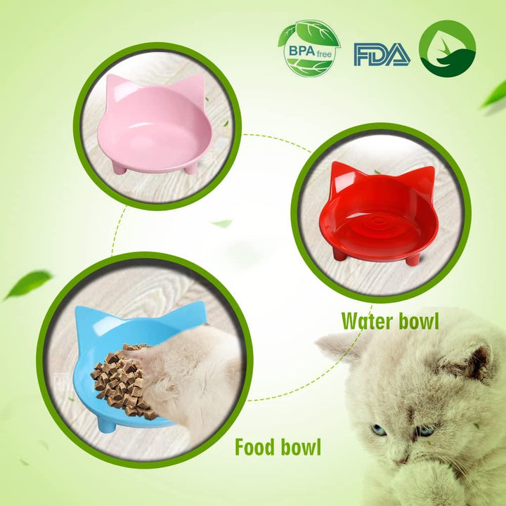 Non-Slip Cat & Dog Bowl Set – Shallow Food and Water Dishes for Pets, Whisker-Friendly Design, Food-Grade & Safe for Cats, Dogs, Rabbits, and Puppies