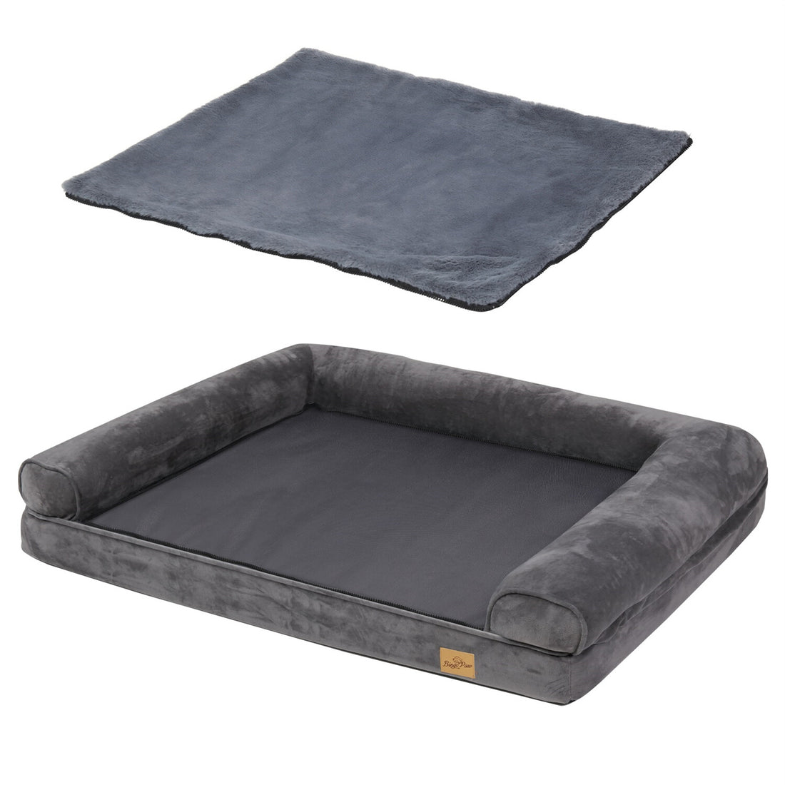 Xx-Large Orthopedic Memory Foam Dog Bed Washable Pet Bolster Mattress Waterproof