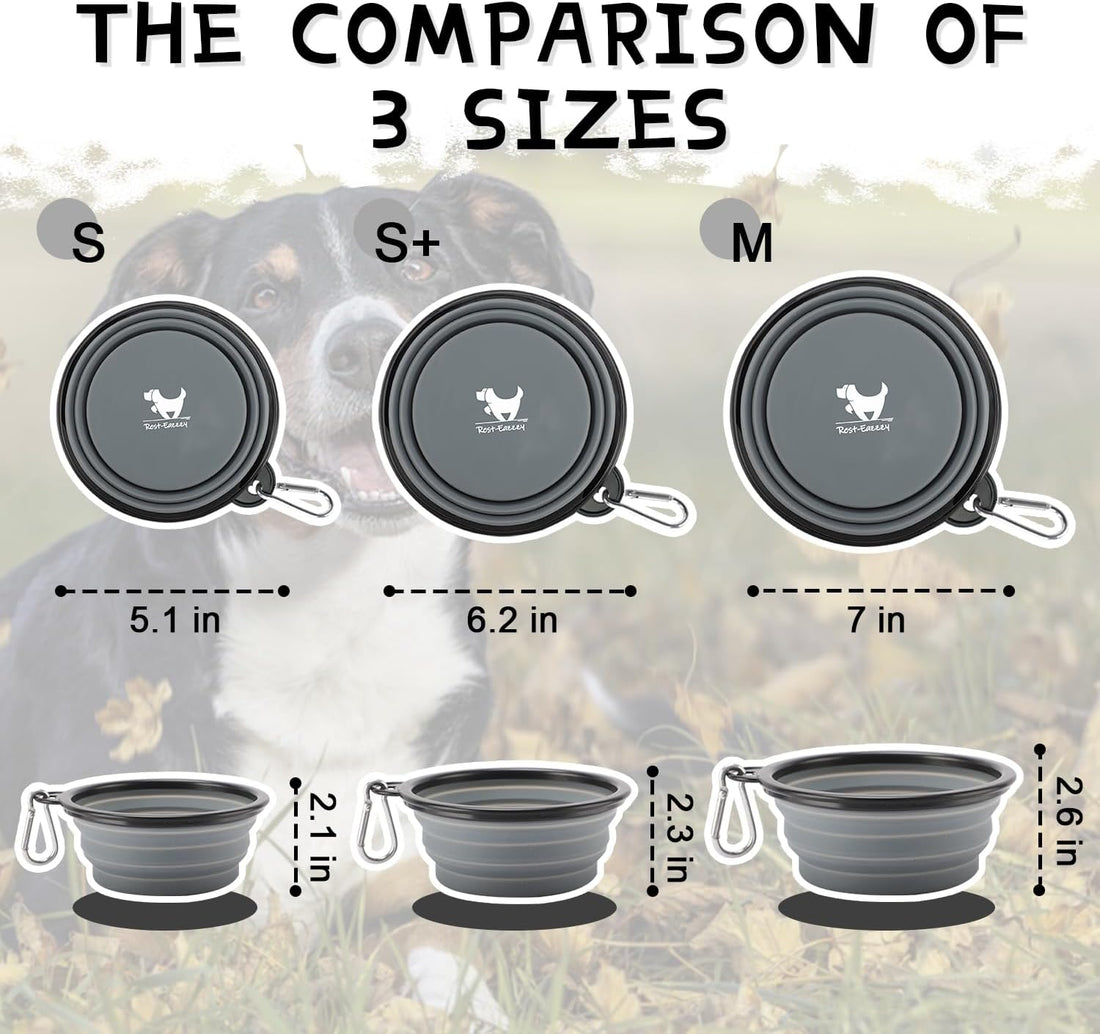 Collapsible Dog & Cat Travel Bowls – 2-Pack Portable Foldable Water & Food Dish with Carabiners, BPA-Free**