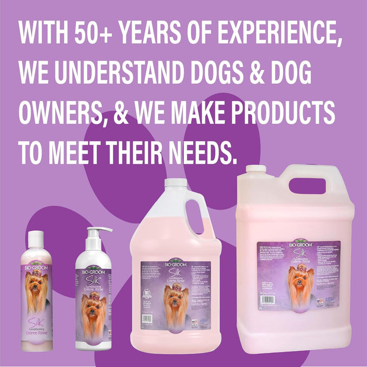 Silk Crème Rinse Dog & Puppy Conditioner – Moisturizing Detangler for Soft, Shiny Coats, Reduces Tangles & Frizz – Made in USA, 1 Gallon
