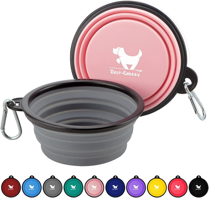 Collapsible Dog & Cat Travel Bowls – 2-Pack Portable Foldable Water & Food Dish with Carabiners, BPA-Free**