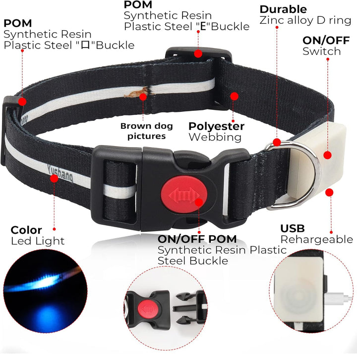 LED Dog Collar Waterproof Design Rechargeable