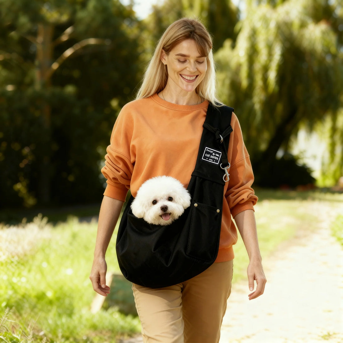 Dog Sling Carrier, Pet Sling for Small Dogs Puppy Cats up to 15Lbs, for Outdoor Travel, Black