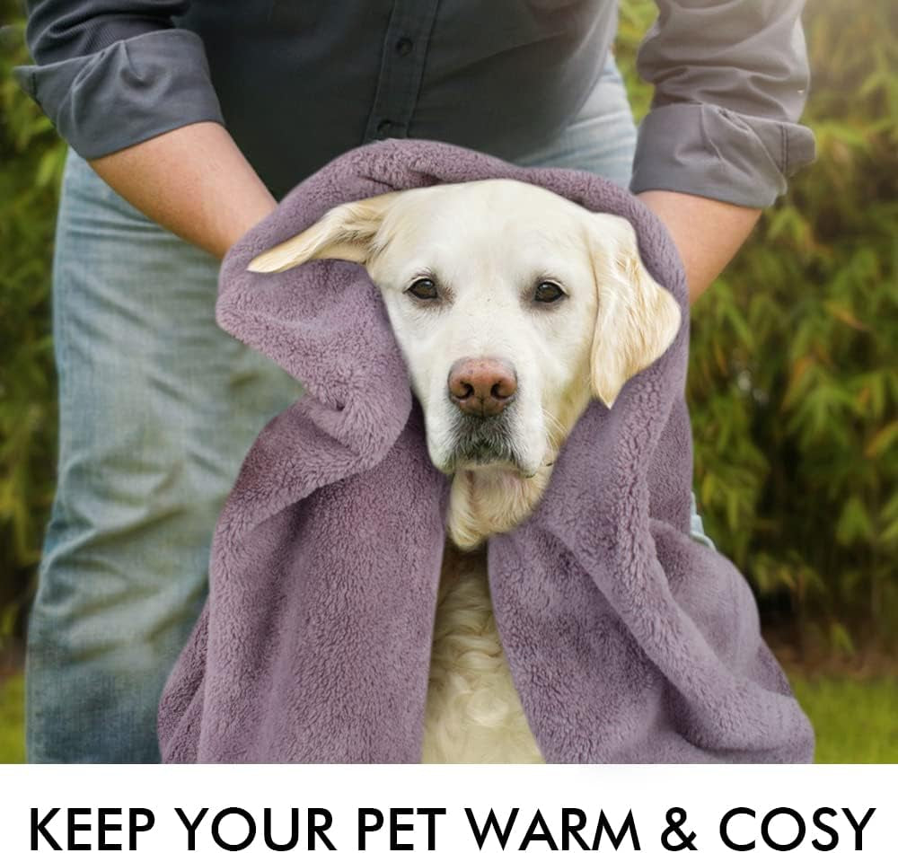 Super Absorbent Microfiber Pet Bath Towel – Quick-Dry Towel for Dogs & Cats, 30" x 50", Purple