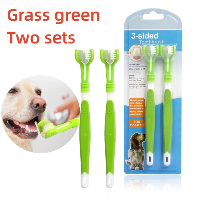 Pet Toothbrush Kit with 3 Heads - Dog Cat Dental Care Finger Toothbrush Teeth Cleaning Mouth Kit