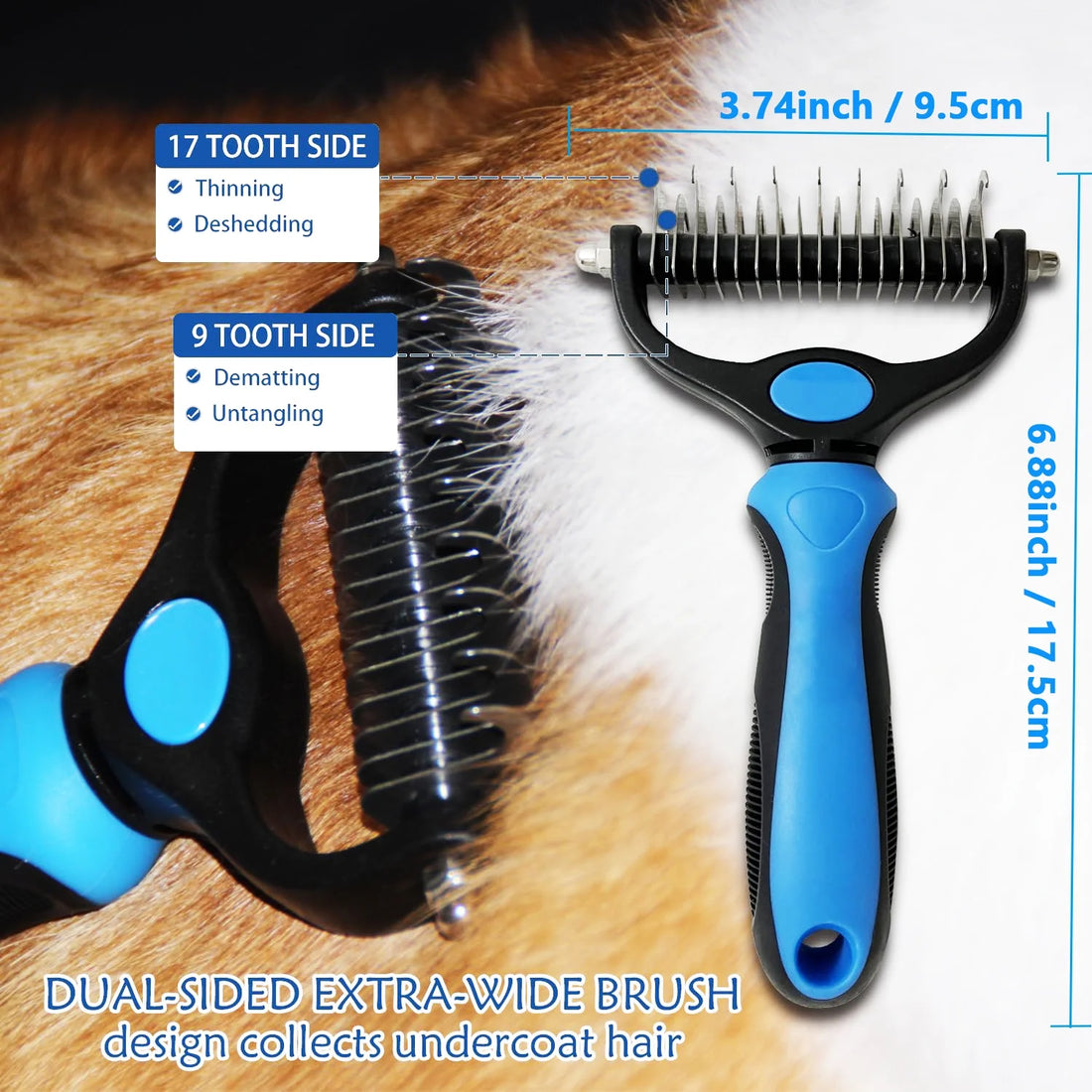 3 Pack Pet Grooming Rake, Self-Cleaning Dematting Pin Slicker Brush Comb, Deshedding Tool for Dogs and Cats