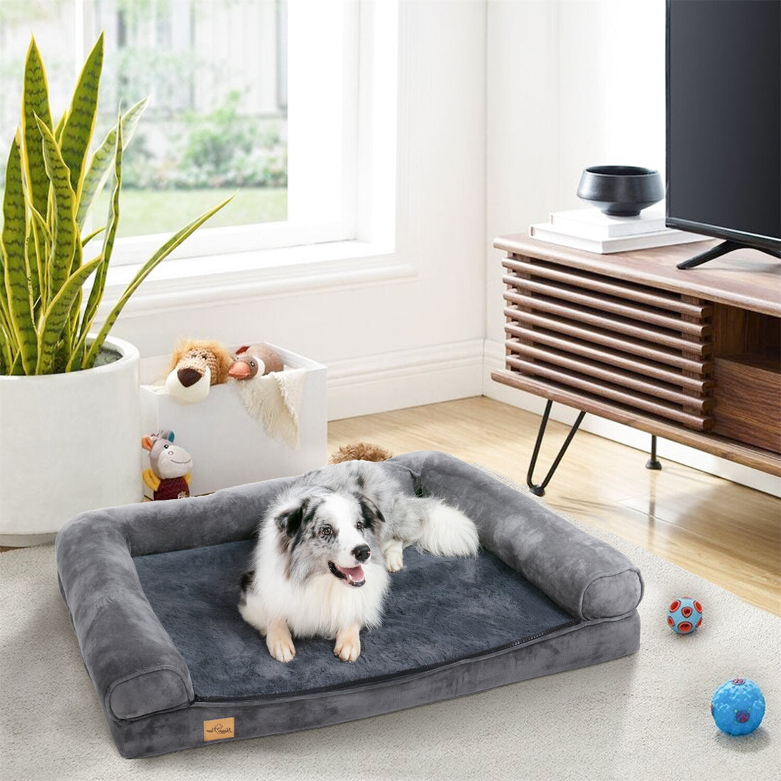 Xx-Large Orthopedic Memory Foam Dog Bed Washable Pet Bolster Mattress Waterproof