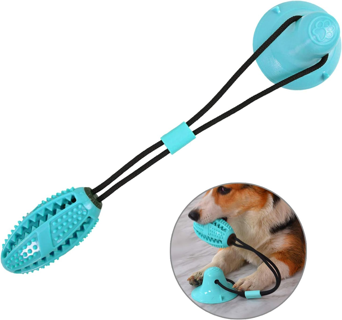 Dog Chew Toy with Suction Cup – Aggressive Chewers, Teeth Cleaning & Treat Dispensing Rope Toy (Blue)