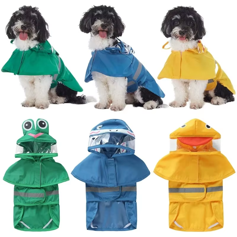 Reflective All-in-One Dog Raincoat – Duck, Shark & Frog Styles