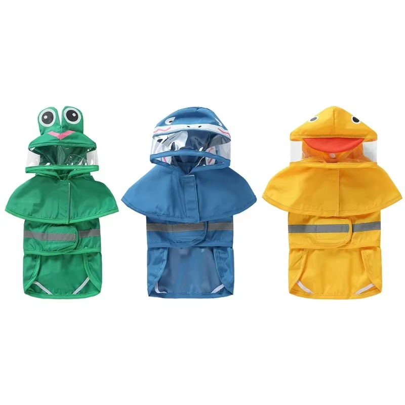 Reflective All-in-One Dog Raincoat – Duck, Shark & Frog Styles