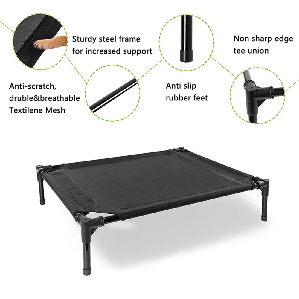 Elevated Cooling Dog Bed with Canopy – Portable Raised Pet Cot for Indoor & Outdoor Use (30"x24", Gray)