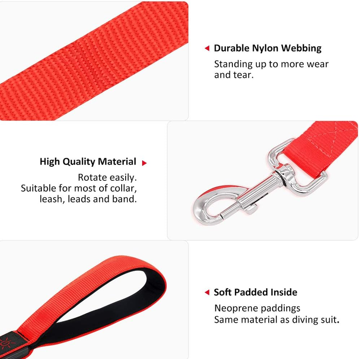LED Dog Leash – USB Rechargeable Light-Up Nylon Dog Lead for Night Walking, 47.2” (Red)