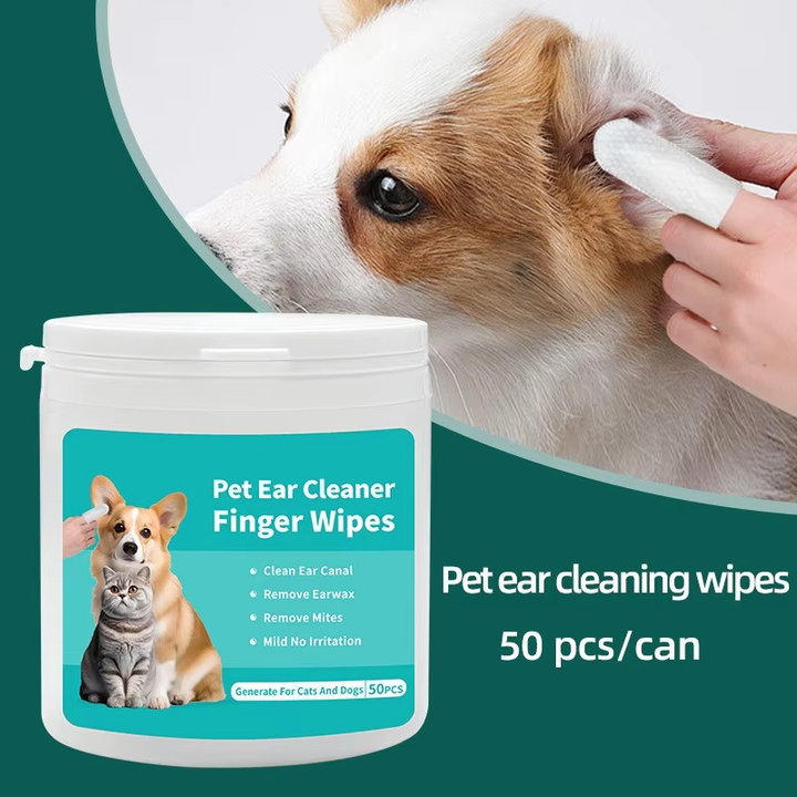 Pet Ear Cleaning Wipes – Disposable Finger Wipes for Cats & Dogs (50pcs)