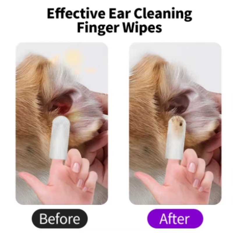 Pet Ear Cleaning Wipes – Disposable Finger Wipes for Cats & Dogs (50pcs)