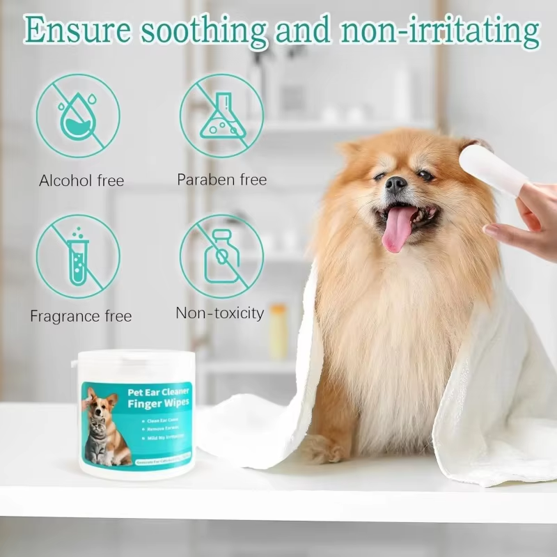 Pet Ear Cleaning Wipes – Disposable Finger Wipes for Cats & Dogs (50pcs)