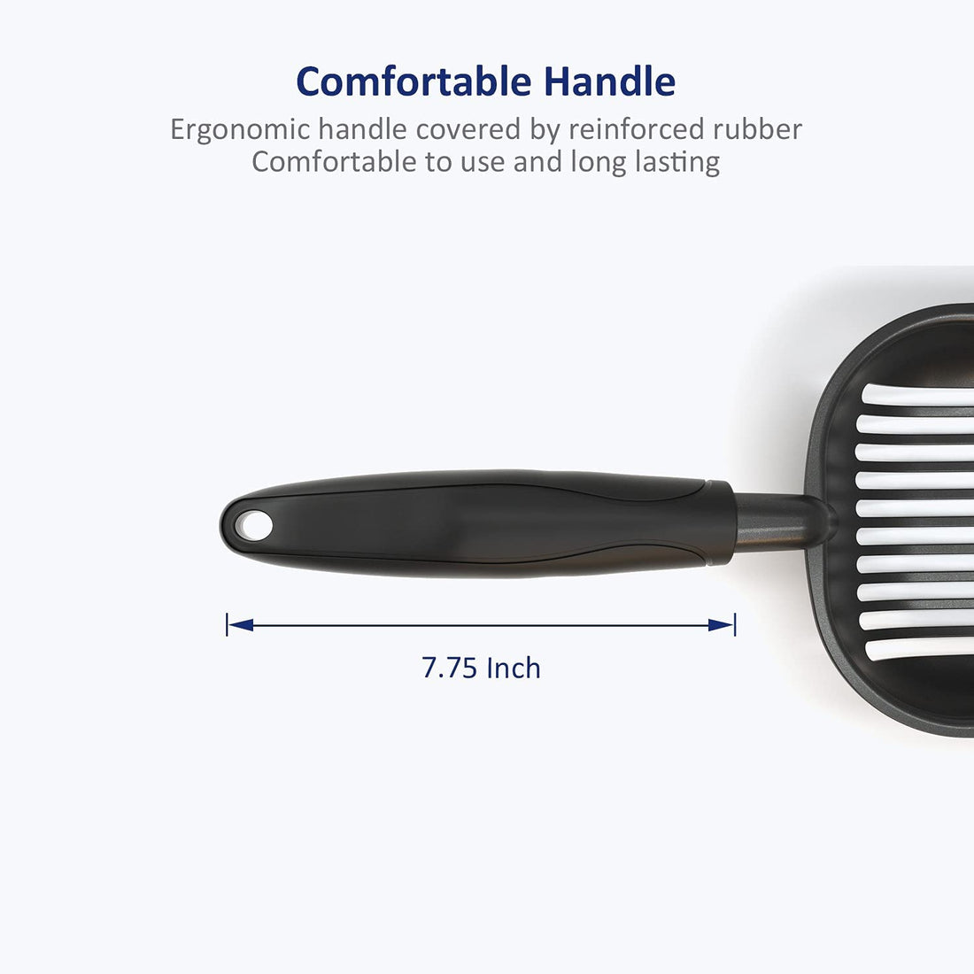 Non-Stick Metal Cat Litter Scoop – Large Aluminum Alloy Sifter with Long Handle (Black)