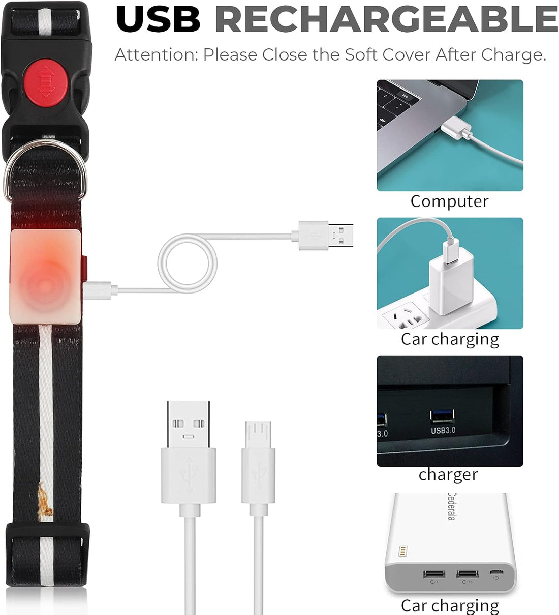 LED Dog Collar Waterproof Design Rechargeable
