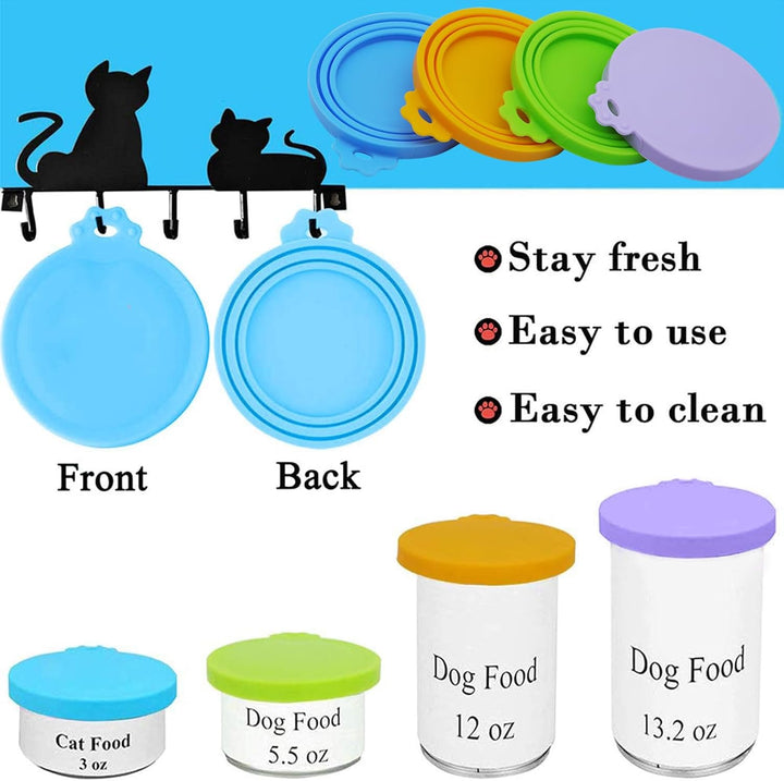 4-Pack Universal Silicone Food Can Covers – BPA-Free, Fits Standard Dog & Cat Food Cans (Mix Colors)