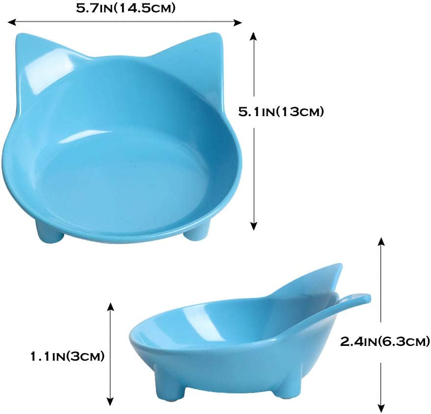 Non-Slip Cat & Dog Bowl Set – Shallow Food and Water Dishes for Pets, Whisker-Friendly Design, Food-Grade & Safe for Cats, Dogs, Rabbits, and Puppies