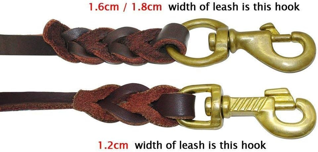 Leather Dog Leash - Training & Walking Braided Dog Leash - 4 Ft by 5/8 in (120Cm 1.6Cm) - Latigo Leather Brown