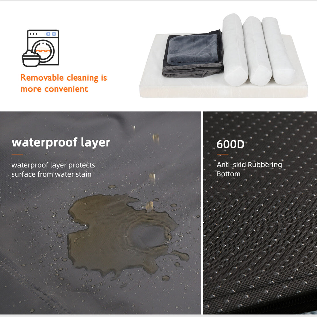 Xx-Large Orthopedic Memory Foam Dog Bed Washable Pet Bolster Mattress Waterproof