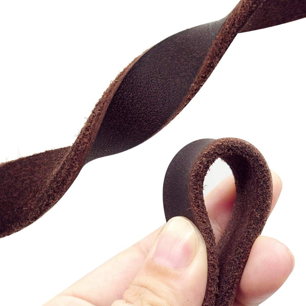 Leather Dog Leash - Training & Walking Braided Dog Leash - 4 Ft by 5/8 in (120Cm 1.6Cm) - Latigo Leather Brown