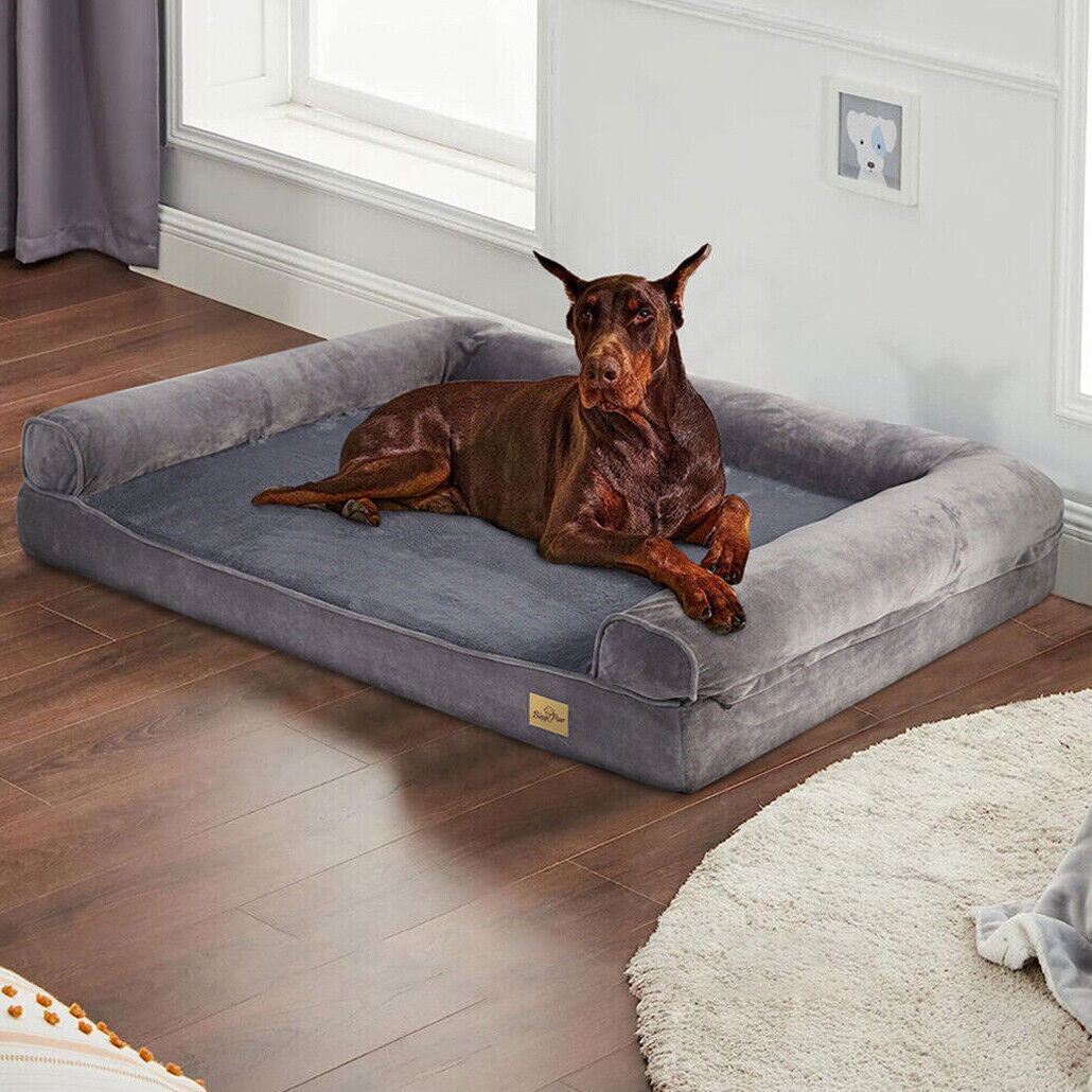 Xx-Large Orthopedic Memory Foam Dog Bed Washable Pet Bolster Mattress Waterproof
