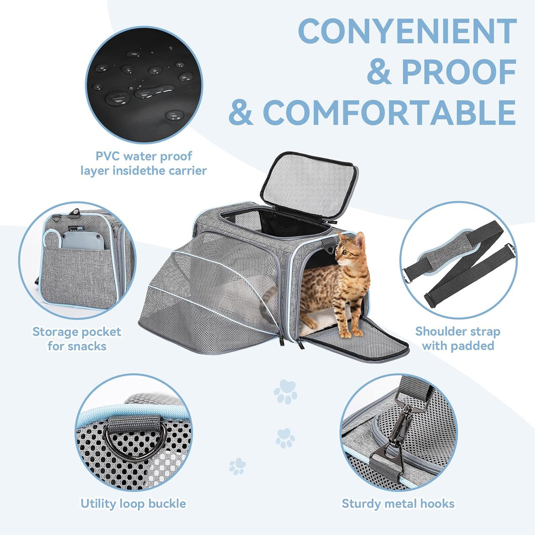 Expandable Pet Travel Carrier – Airline Approved Soft-Sided Bag for Small Cats & Dogs (Up to 9 lbs)
