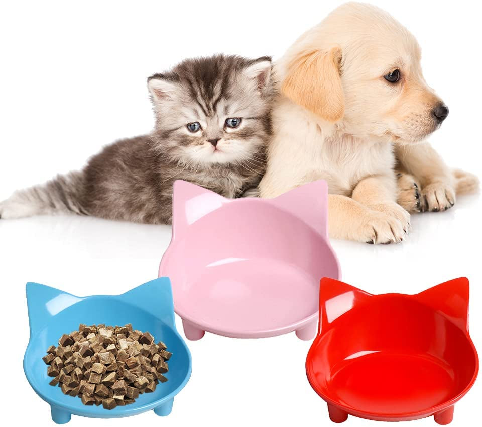 Non-Slip Cat & Dog Bowl Set – Shallow Food and Water Dishes for Pets, Whisker-Friendly Design, Food-Grade & Safe for Cats, Dogs, Rabbits, and Puppies