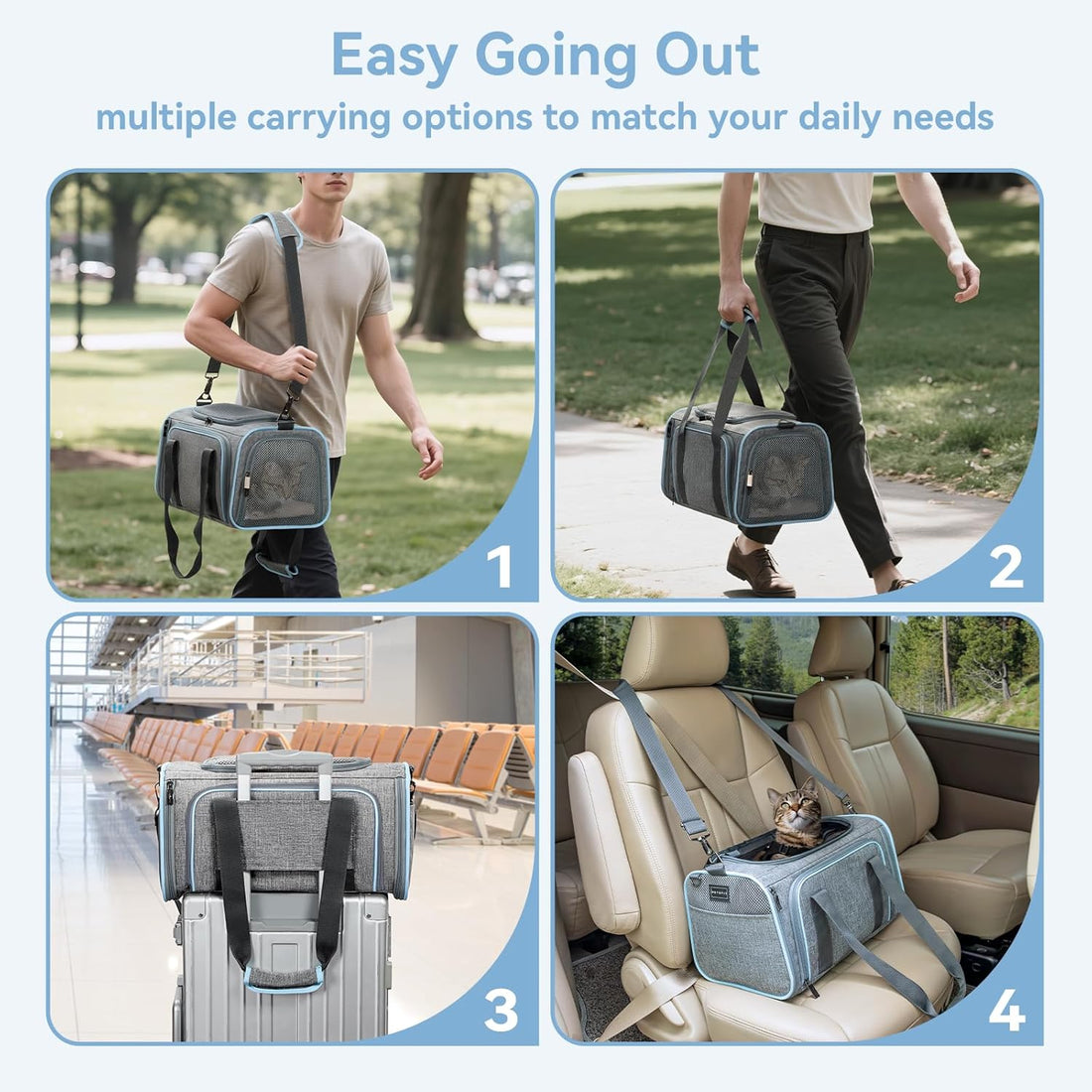 Expandable Pet Travel Carrier – Airline Approved Soft-Sided Bag for Small Cats & Dogs (Up to 9 lbs)