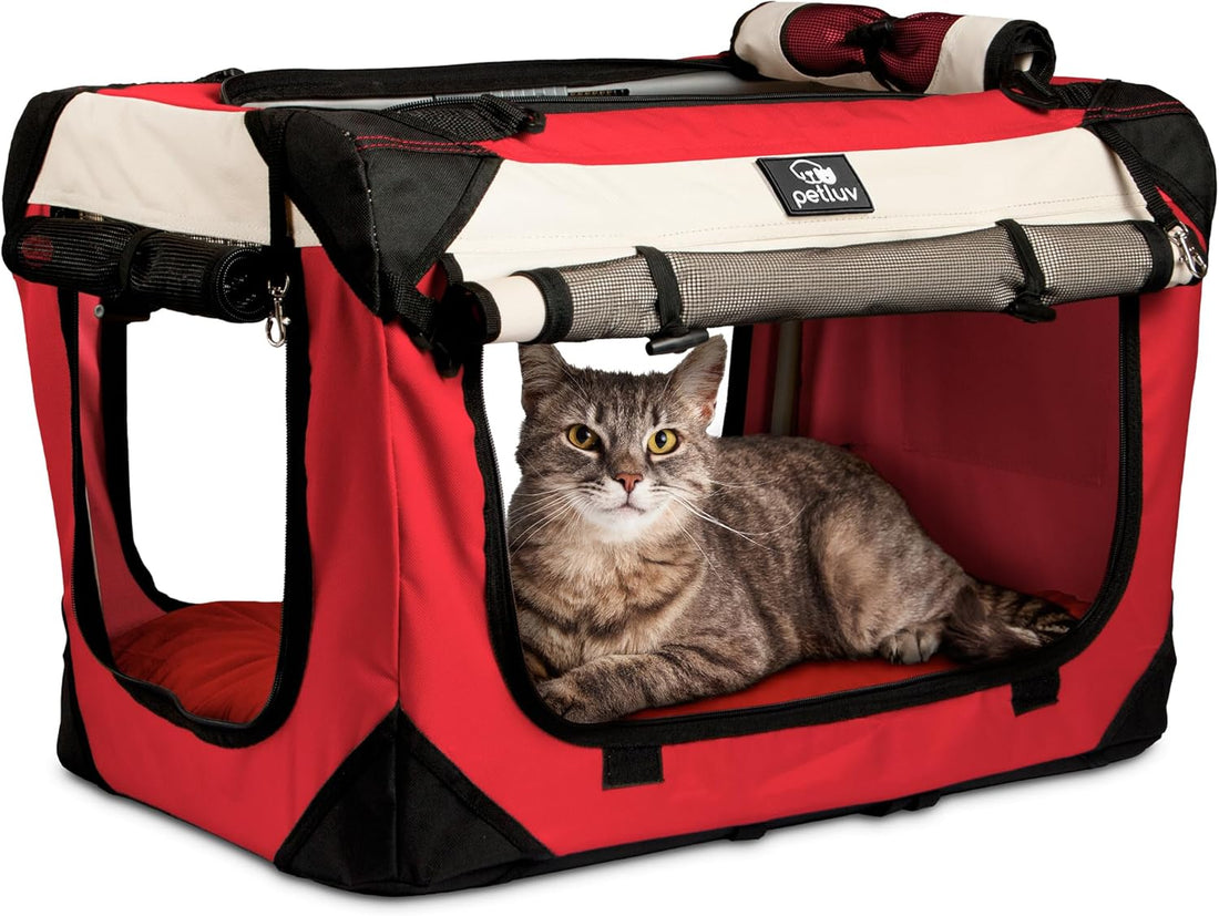 Large Soft-Sided Pet Carrier – Fits 2 Cats or Medium Dog, Travel & Vet Friendly with Removable Bed and Privacy Windows